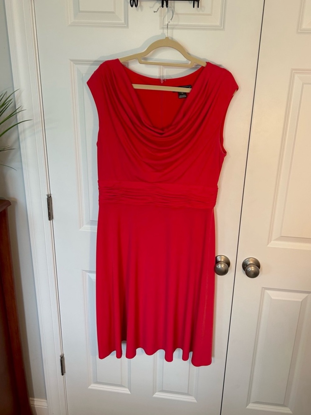 Jessica Howard Red Draped Neck Midi Dress